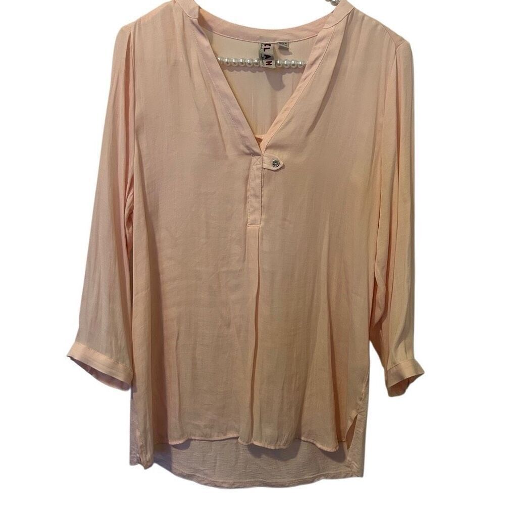 Dolan Anthropologie blouse Womens small V-Neck 3/4 Sleeve Pink boho peasant prai